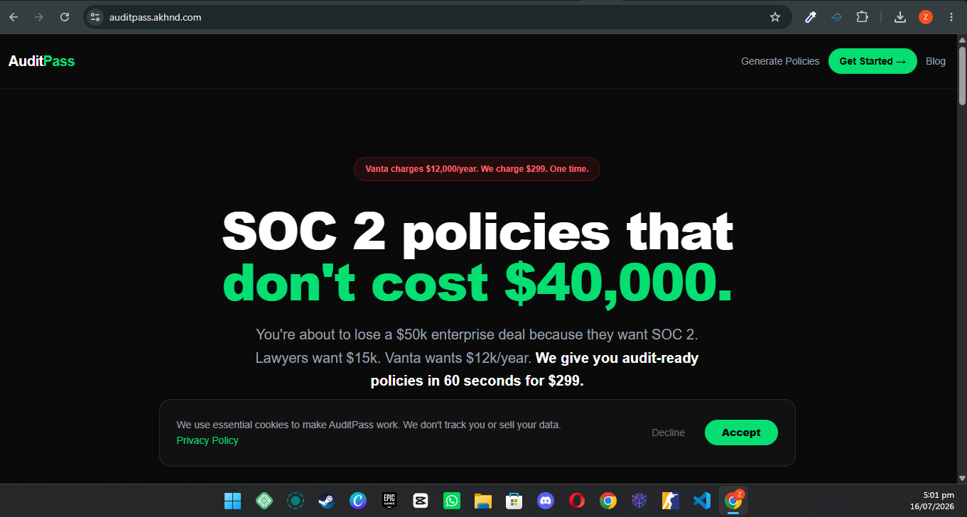 Auditpass homepage